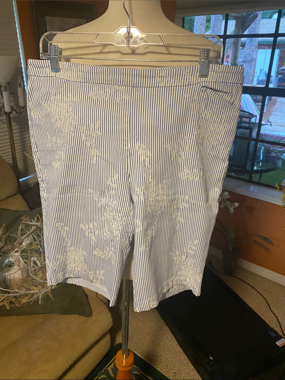WOMENS Blue & White Striped Casual Shorts